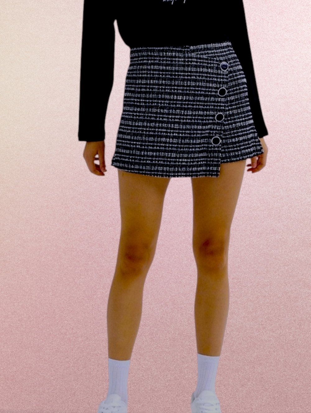 BONGO -- Plaid Mini Skort Button Detail